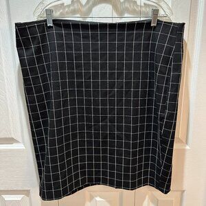 Express Black Pencil Skirt White Grid Print